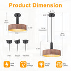 Modern Matte Black Pendant Light with Wood Shade Kitchen Fixture - product image 12 | Zenvolit