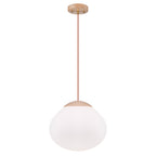 Modern Wood Pendant Light with White Glass Shade Kitchen Fixture - product image 2 | Zenvolit