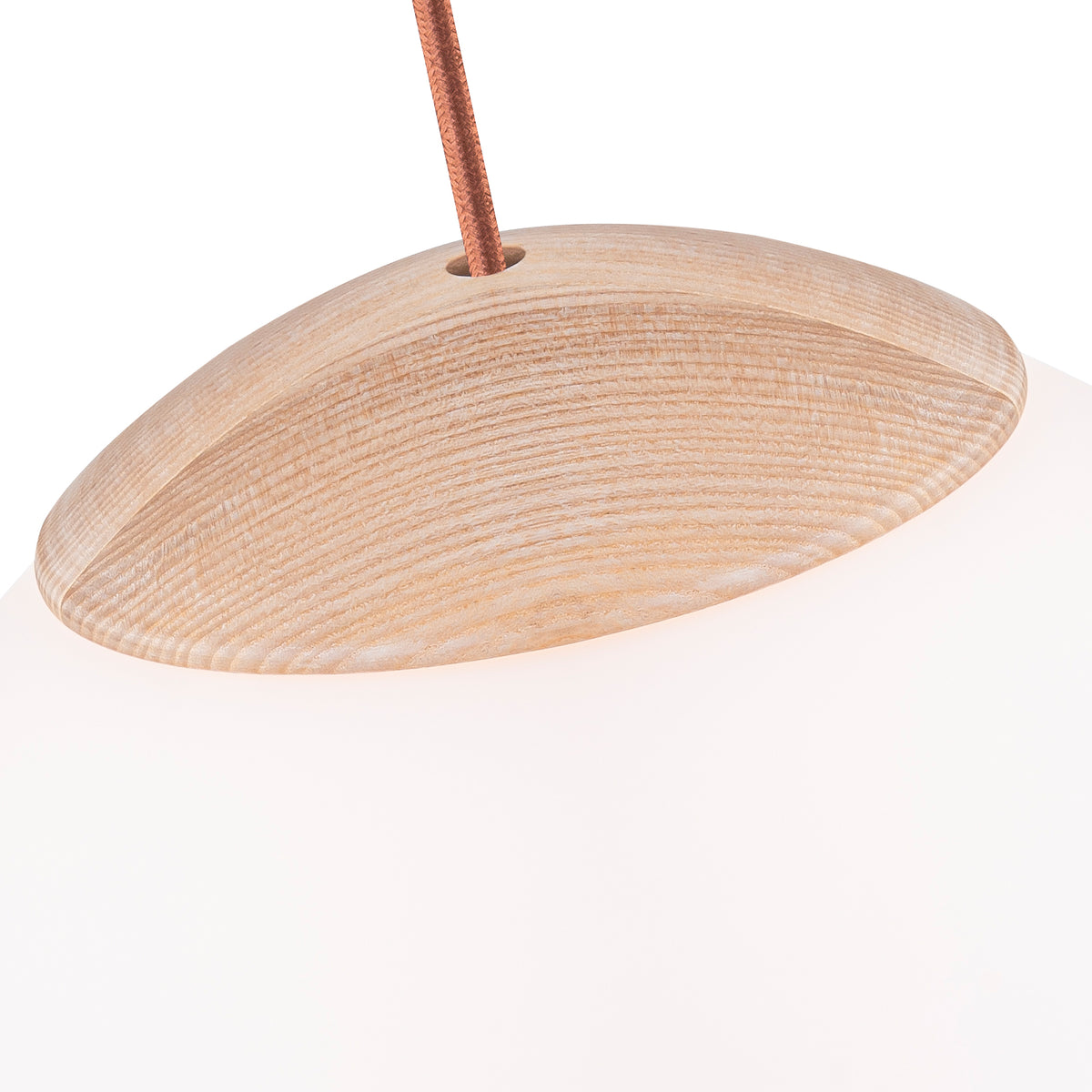 Modern Wood Pendant Light with White Glass Shade Kitchen Fixture - product image 5 | Zenvolit