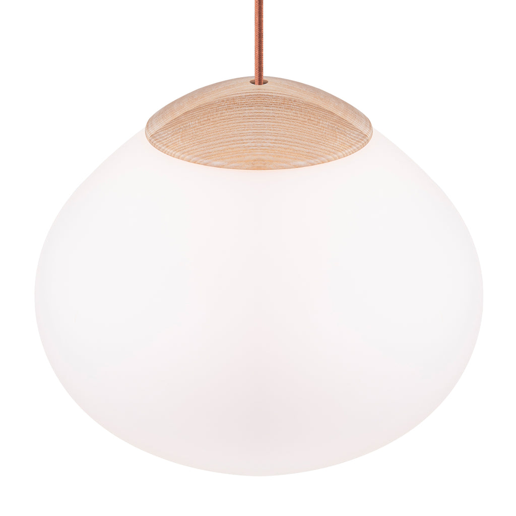 Modern Wood Pendant Light with White Glass Shade Kitchen Fixture - product image 6 | Zenvolit