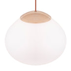 Modern Wood Pendant Light with White Glass Shade Kitchen Fixture - product image 6 | Zenvolit