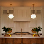 Modern Wood Pendant Light with White Glass Shade Kitchen Fixture - product image 7 | Zenvolit