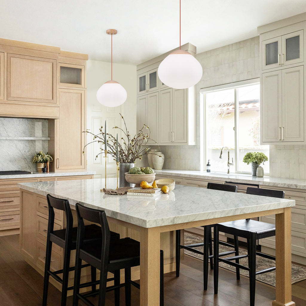 Modern Wood Pendant Light with White Glass Shade Kitchen Fixture - product image 9 | Zenvolit
