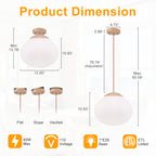 Modern Wood Pendant Light with White Glass Shade Kitchen Fixture - product image 12 | Zenvolit