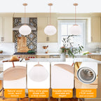 Modern Wood Pendant Light with White Glass Shade Kitchen Fixture - product image 14 | Zenvolit