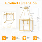4-Light Gold Lantern Pendant Chandelier with Clear Glass Panels - product image 1 | Zenvolit