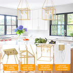 4-Light Gold Lantern Pendant Chandelier with Clear Glass Panels - product image 3 | Zenvolit