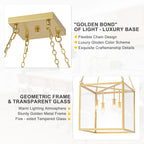4-Light Gold Lantern Pendant Chandelier with Clear Glass Panels - product image 4 | Zenvolit