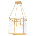 4-Light Gold Lantern Pendant Chandelier with Clear Glass Panels - product image 7 | Zenvolit