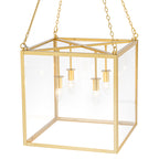 4-Light Gold Lantern Pendant Chandelier with Clear Glass Panels - product image 9 | Zenvolit