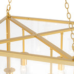 4-Light Gold Lantern Pendant Chandelier with Clear Glass Panels - product image 10 | Zenvolit