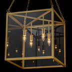 4-Light Gold Lantern Pendant Chandelier with Clear Glass Panels - product image 12 | Zenvolit
