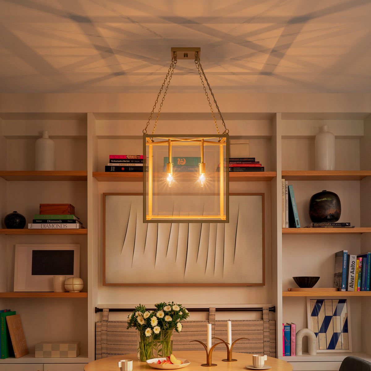 4-Light Gold Lantern Pendant Chandelier with Clear Glass Panels - product image 13 | Zenvolit