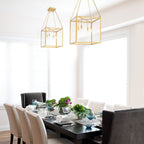 4-Light Gold Lantern Pendant Chandelier with Clear Glass Panels - product image 15 | Zenvolit