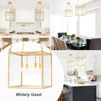 4-Light Gold Lantern Pendant Chandelier with Clear Glass Panels - product image 17 | Zenvolit