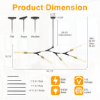 5-Light Modern Y-Shaped Branch Chandelier with Adjustable Swivel Mount - product image 1 | Zenvolit
