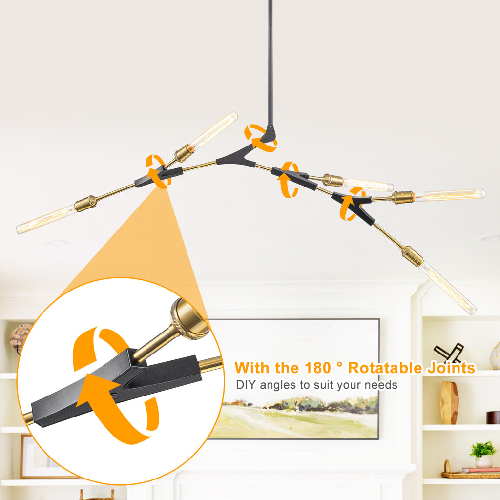 5-Light Modern Y-Shaped Branch Chandelier with Adjustable Swivel Mount - product image 4 | Zenvolit