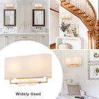 2-Light Wall Sconce Half-Open Linen Shade Striped Glass Globe Accent - product image 5 | Zenvolit