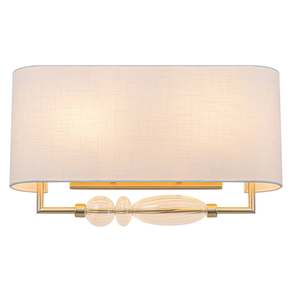 2-Light Wall Sconce Half-Open Linen Shade Striped Glass Globe Accent - product image 12 | Zenvolit