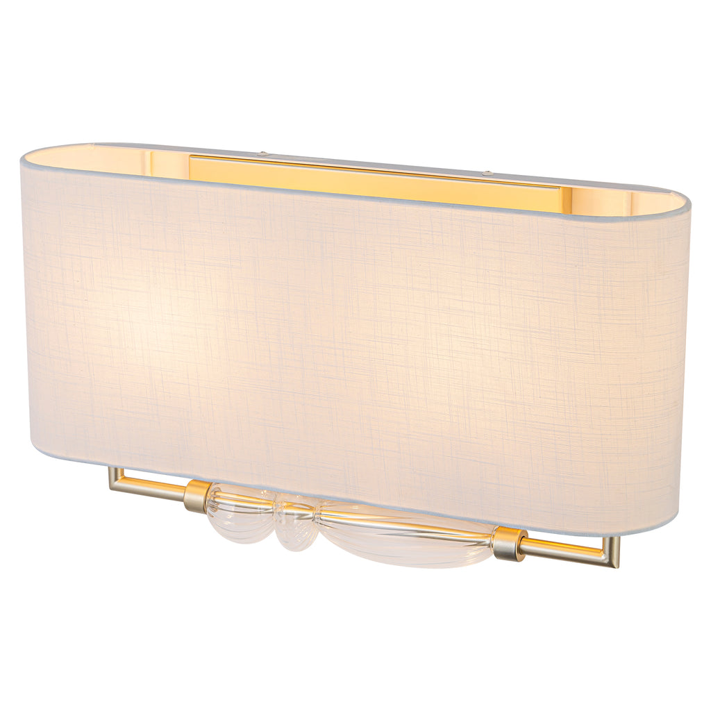 2-Light Wall Sconce Half-Open Linen Shade Striped Glass Globe Accent - product image 14 | Zenvolit