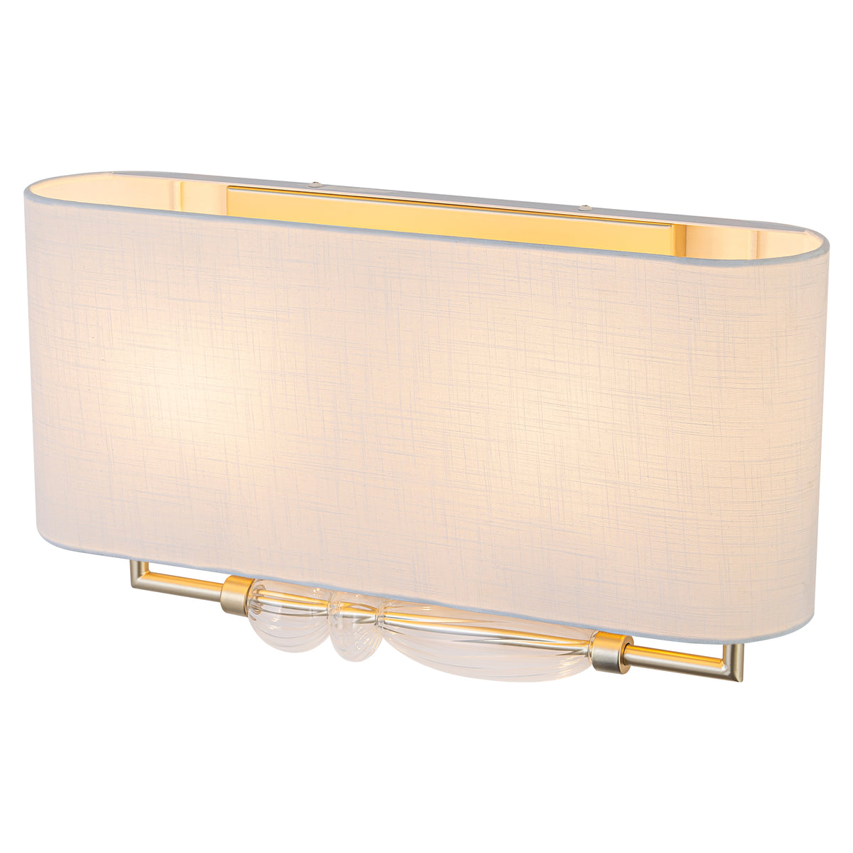2-Light Wall Sconce Half-Open Linen Shade Striped Glass Globe Accent - product image 14 | Zenvolit
