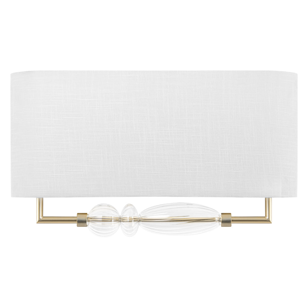 2-Light Wall Sconce Half-Open Linen Shade Striped Glass Globe Accent - product image 15 | Zenvolit