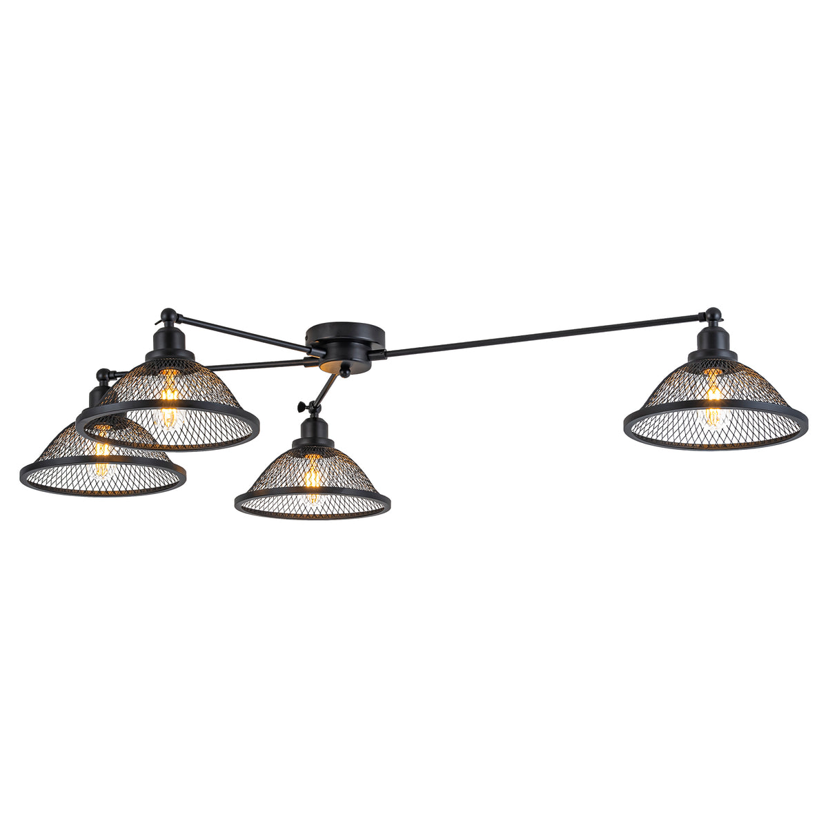 4 Lights 47 inch Industrial Style Cone Shaped Iron Mesh Flush Mount with E26 Sockets - product image 54 | Zenvolit