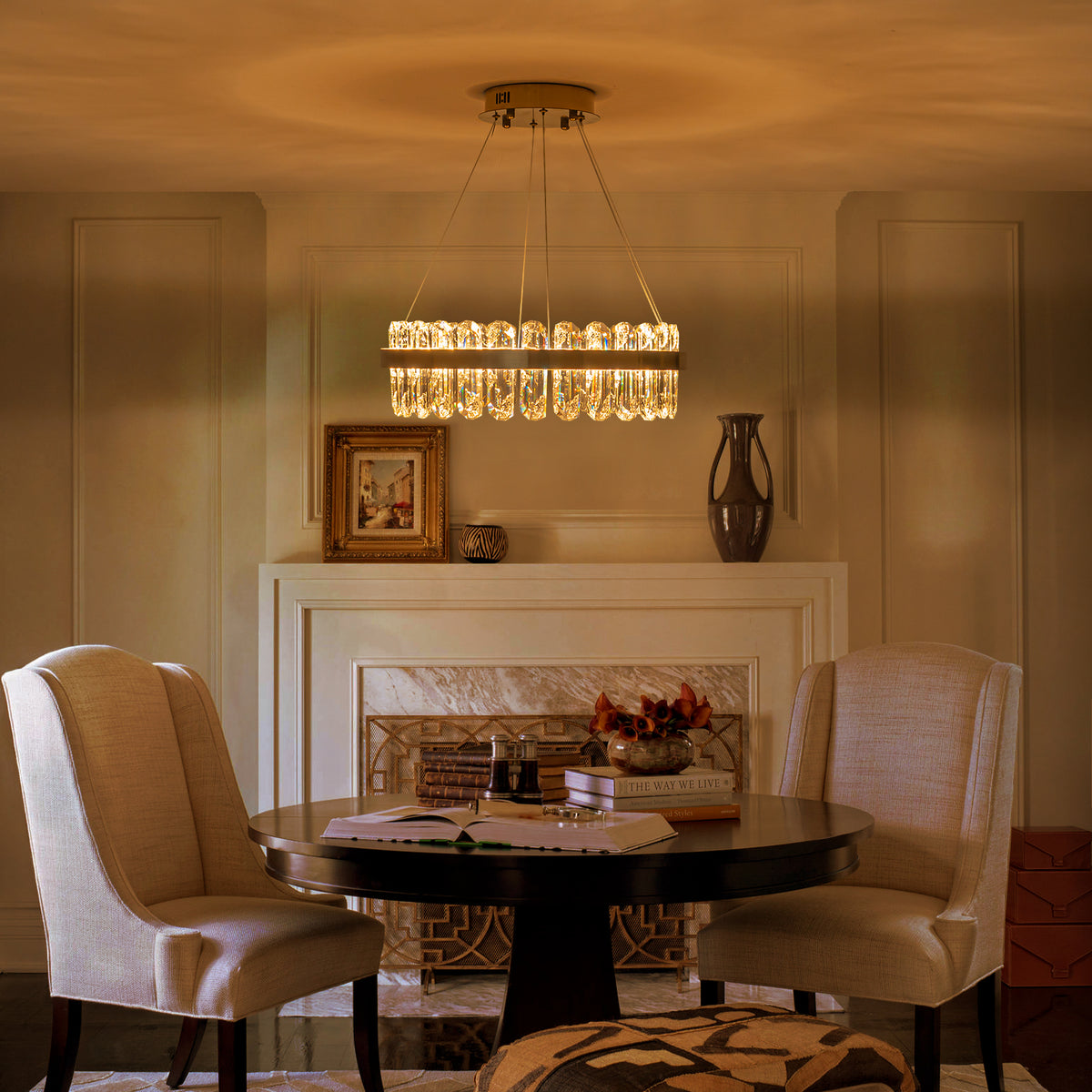 Modern Gold LED Chandelier with Clear Linear Crystals Dimmable - product image 1 | Zenvolit