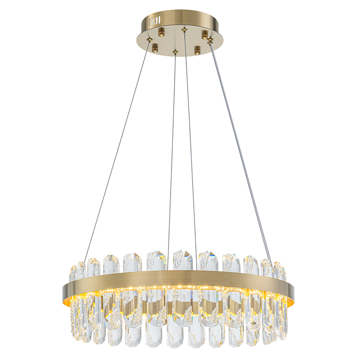 Modern Gold LED Chandelier with Clear Linear Crystals Dimmable - product image 12 | Zenvolit
