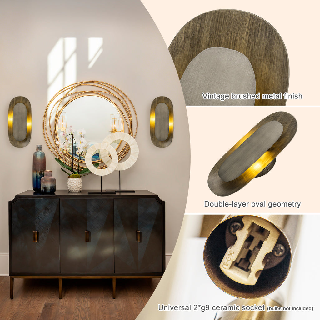 2-Light Vintage Elongated Shell-Shaped Metal Wall Sconce - product image 11 | Zenvolit