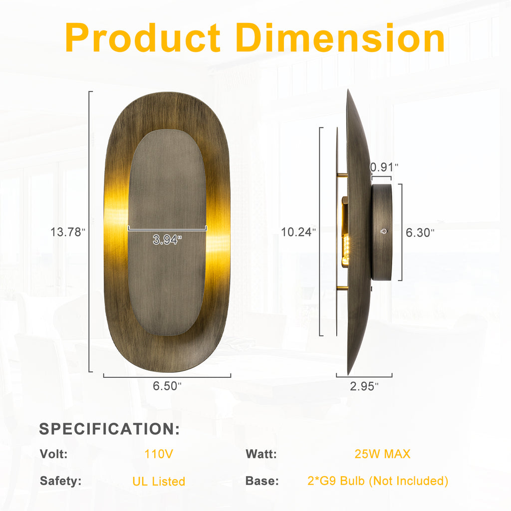 2-Light Vintage Elongated Shell-Shaped Metal Wall Sconce - product image 12 | Zenvolit