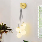 6-Light Hanging Milky Glass Globe Wall Sconce Modern Living Room - product image 1 | Zenvolit