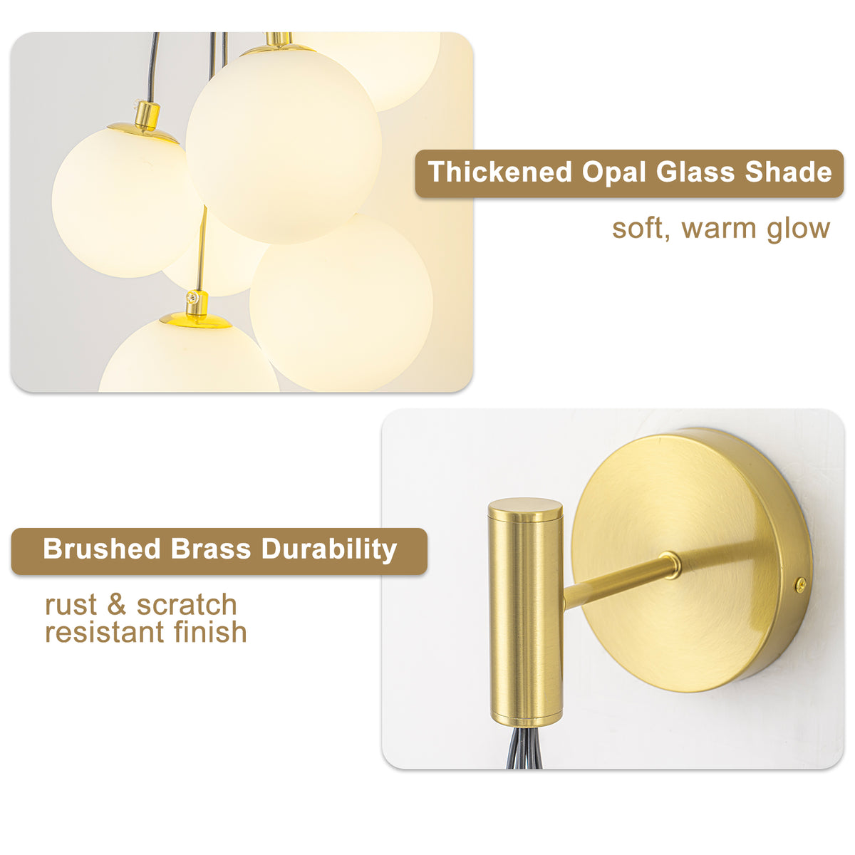 6-Light Hanging Milky Glass Globe Wall Sconce Modern Living Room - product image 12 | Zenvolit