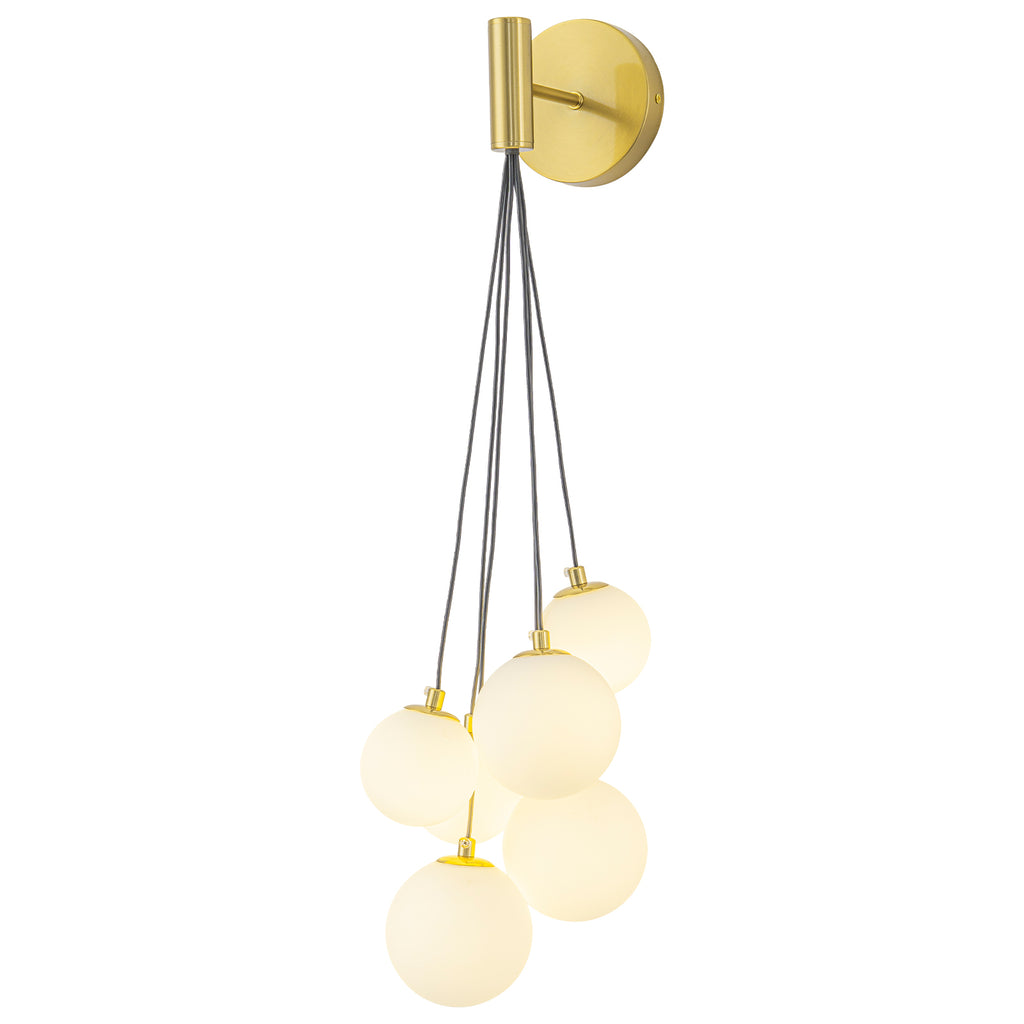 6-Light Hanging Milky Glass Globe Wall Sconce Modern Living Room - product image 13 | Zenvolit