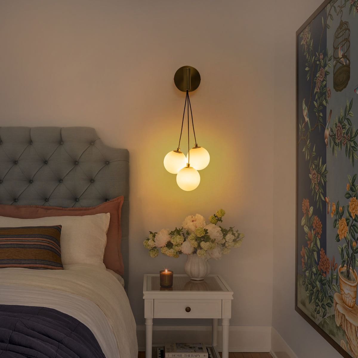 Modern Gold Metal Wall Sconce Frosted White Globe Glass Shades - product image 3 | Zenvolit