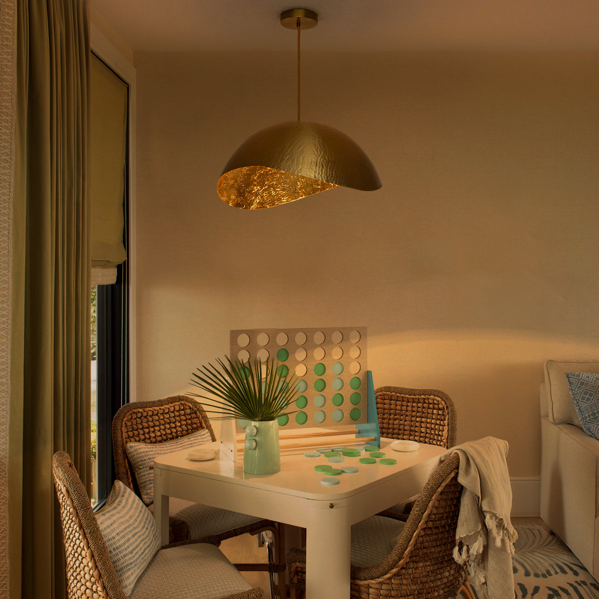 Modern Gold Pendant Light with Hammered Metal Dome Shade for Kitchen - product image 6 | Zenvolit