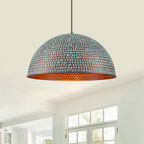 Industrial Pendant Light with Hammered Dome Shade Green Patina Finish - product image 1 | Zenvolit