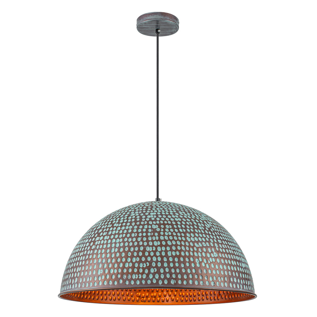 Industrial Pendant Light with Hammered Dome Shade Green Patina Finish - product image 2 | Zenvolit