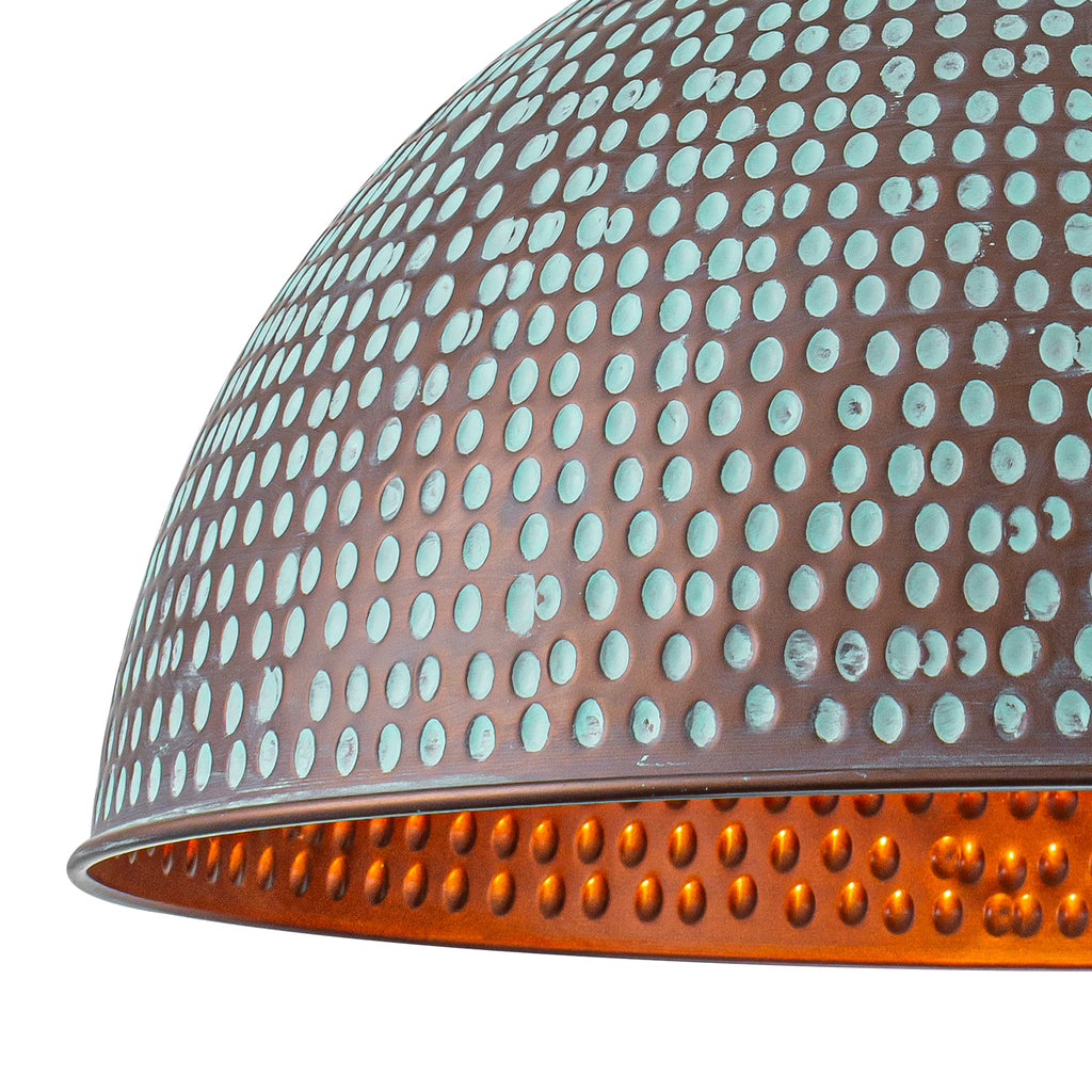 Industrial Pendant Light with Hammered Dome Shade Green Patina Finish - product image 3 | Zenvolit
