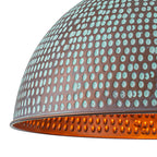 Industrial Pendant Light with Hammered Dome Shade Green Patina Finish - product image 3 | Zenvolit