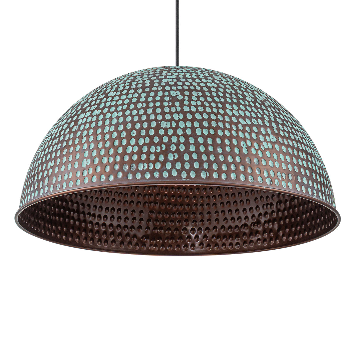 Industrial Pendant Light with Hammered Dome Shade Green Patina Finish - product image 4 | Zenvolit