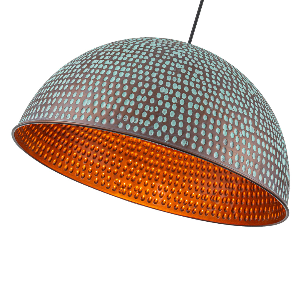 Industrial Pendant Light with Hammered Dome Shade Green Patina Finish - product image 5 | Zenvolit