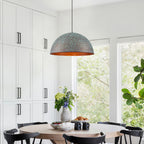 Industrial Pendant Light with Hammered Dome Shade Green Patina Finish - product image 7 | Zenvolit