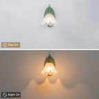 Green Metal Flower Frosted Glass Wall Sconce for Bathroom Vanity - product image 8 | Zenvolit