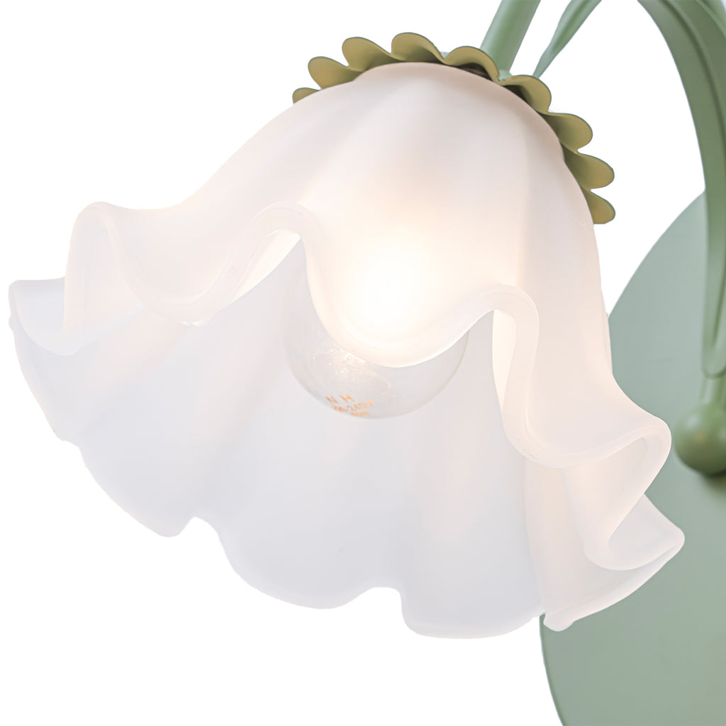 Green Metal Flower Frosted Glass Wall Sconce for Bathroom Vanity - product image 9 | Zenvolit