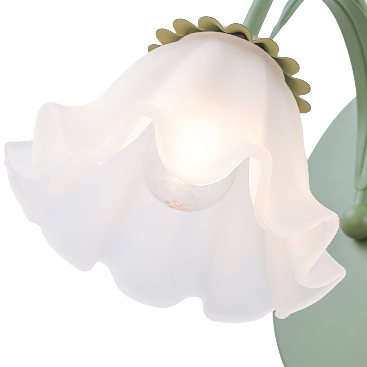 Green Metal Flower Frosted Glass Wall Sconce for Bathroom Vanity - product image 9 | Zenvolit