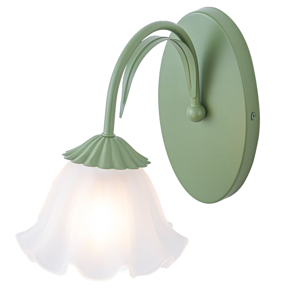 Green Metal Flower Frosted Glass Wall Sconce for Bathroom Vanity - product image 11 | Zenvolit