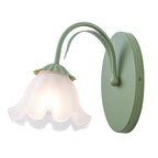 Green Metal Flower Frosted Glass Wall Sconce for Bathroom Vanity - product image 13 | Zenvolit