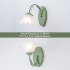 Green Metal Flower Frosted Glass Wall Sconce for Bathroom Vanity - product image 14 | Zenvolit