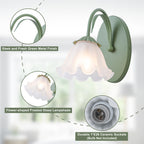 Green Metal Flower Frosted Glass Wall Sconce for Bathroom Vanity - product image 15 | Zenvolit